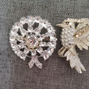 Two Vintage Rhinestone Brooches